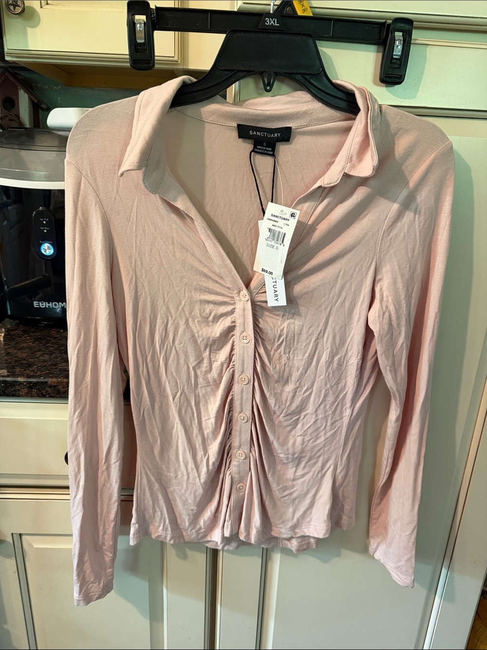 Sanctuary Light Pink Button-Front Long Sleeve Shirt